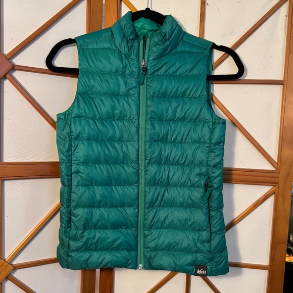 REI Co-op Down Puffer Vest Kids M 10-12 Green Lightweight Packable Vest - Picture 1 of 7